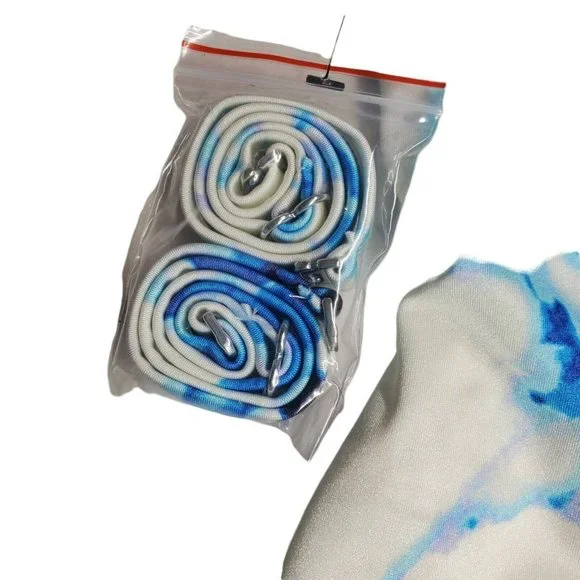 Tankini Top Blue White Tie Dye Stretch Detachable Strap XS New - Picture 3 of 5